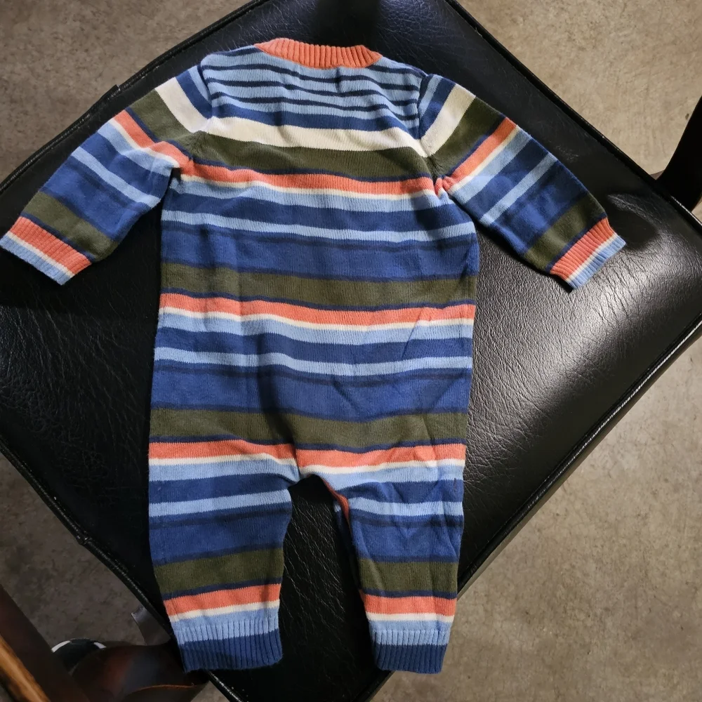 Osh Kosh Genuine Baby Striped Knit Romper 1pc Fall‎ Holiday Colors 3M